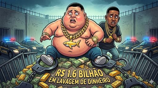 Charge editorial MBN Operação Narco Fluxo Mc Ryan Sp e Poze do Rodo.